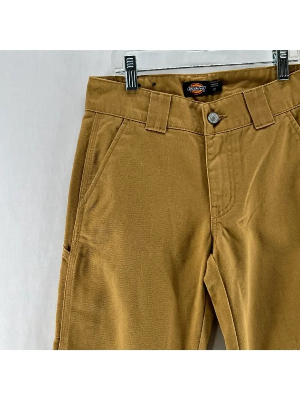 Dickies Carpenter Painter Utility Pants Girls Sz12 Mid Rise Straight Twill Brown